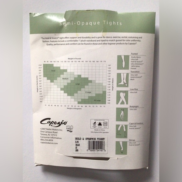 Capezio Black Footed Tights - Picture 2 of 3